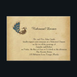 Peacock Monogram Weddenschap Rehearsal Kaart<br><div class="desc">Dit prachtige ontwerp, Peacock Monogram Wedding genaamd, heeft een geïnspireerd design. De achtergrond is een donkere crème met kleine sproeten. Aan de voorzijde van de uitnodiging staan een handgetekende pen en een inktschets van een cirkelmedaillon met blauwe design van floraal blad. Aan beide zijden van het medaillon is er een...</div>