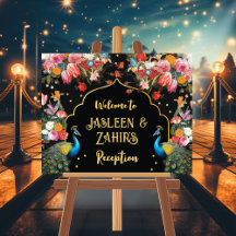 Peacock Moody Floral Indiaas welkomstbord