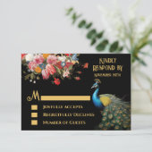 Peacock Moody Floral Indiase bruiloft RSVP Kaart (Staand voorkant)