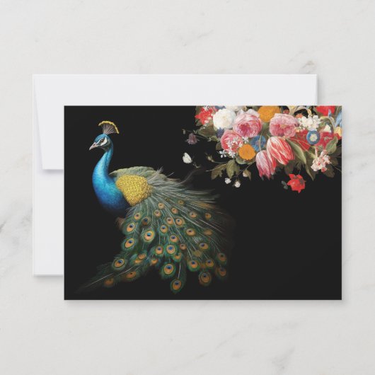 Peacock Moody Floral Indiase bruiloft RSVP Kaart (Achterkant)