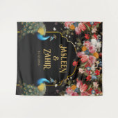 Peacock Moody Floral Indiase foto achtergrond Wandkleed (Voorkant (horizontaal))