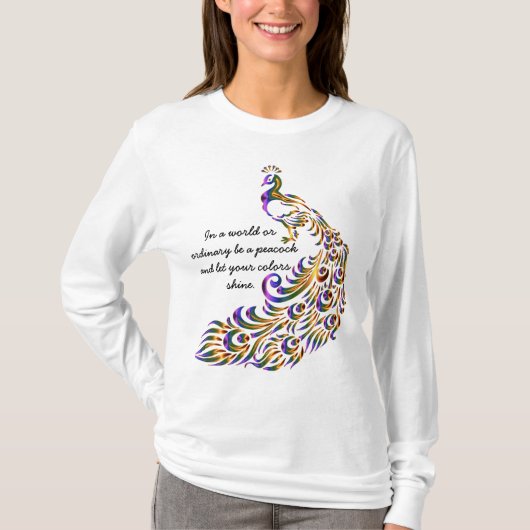 Peacock mooie lange mouwen tshirts voor vrouwen (Voorkant)