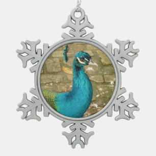 Peacock Mooie Natuur Fotografie Tin Sneeuwvlok Ornament
