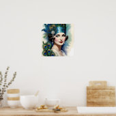 Peacock Mooie Vrouw van de Roaring Twenties Poster (Keuken)