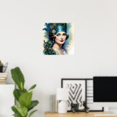 Peacock Mooie Vrouw van de Roaring Twenties Poster (Thuiskantoor)
