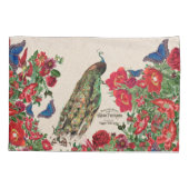 Peacock Morpho Butterfly Roos Flowers Pillowcase Kussensloop (Achterkant)