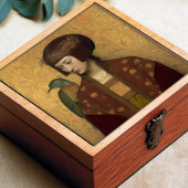 Peacock Morris Gold Burgundy Art Nouveau Portret Tegeltje