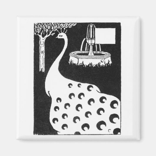 Peacock-motief, van "Le Morte d'Arthur" (litho) Magneet (Voorkant)