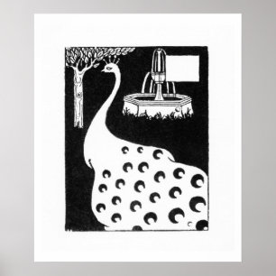 Peacock-motief, van "Le Morte d'Arthur" (litho) Poster