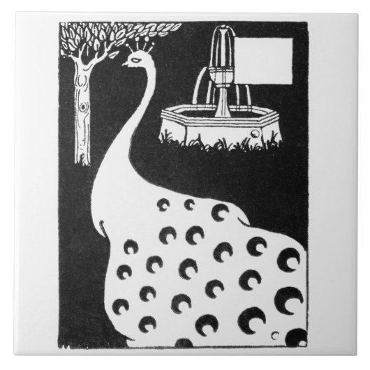 Peacock-motief, van "Le Morte d'Arthur" (litho) Tegeltje (Voorkant)