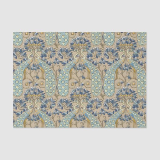 Peacock Motif van Eugène Samuel Grasset Tissuepapier (Voorkant)