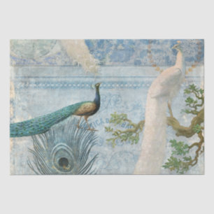 Peacock n Feathers Blue en White Craft Decoupage Tissuepapier