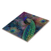 Peacock n Feathers Elegant  Gold Glitter Tegeltje (Zijkant)