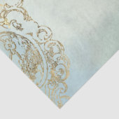 Peacock n Feathers Gold Dusty Blue-ontkoppeling Tissuepapier (Detail)