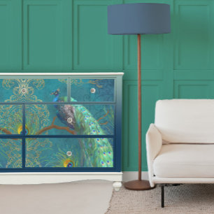 Peacock n Feathers Paar Donkerblauw Decoupage Tissuepapier