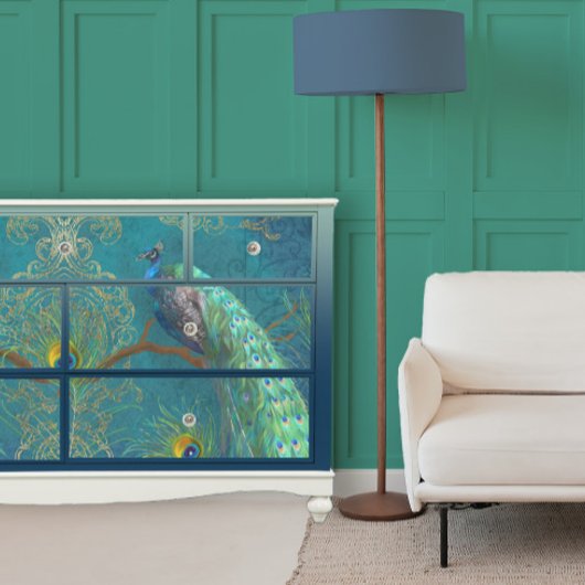 Peacock n Feathers Paar Donkerblauw Decoupage Tissuepapier