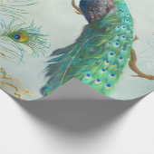 Peacock n Feathers Pair Blue Gold-ontkoppeling Cadeaupapier (Hoek)