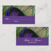 Peacock n paarse feestplaats plaatskaartje (Voorkant / Achterkant)