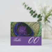 Peacock n paarse tafel nummer briefkaart (Staand voorkant)