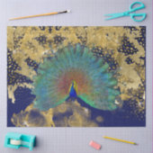 Peacock Navy Blue Gold Leopard Tissuepapier (Craft)