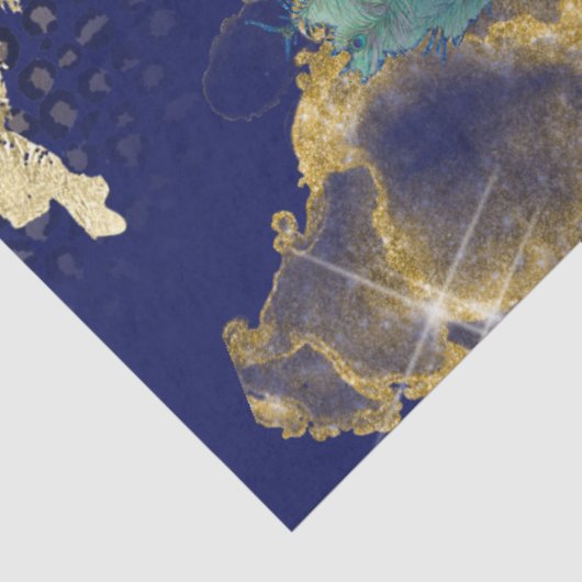  Peacock Navy Blue Gold Leopard Tissuepapier (Detail)