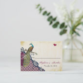  Peacock Navy Raspberry Damask Place Cards Plaatskaartje (Staand voorkant)