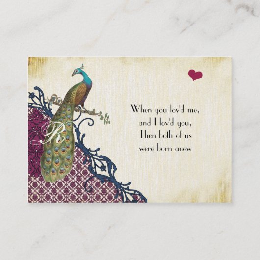  Peacock Navy Raspberry Damask Place Cards Plaatskaartje (Achterkant)