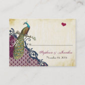  Peacock Navy Raspberry Damask Place Cards Plaatskaartje (Voorkant)