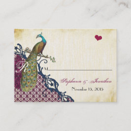  Peacock Navy Raspberry Damask Place Cards Plaatskaartje