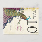  Peacock Navy Raspberry Damask Table Number Briefkaart (Achterkant)