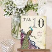 Peacock Navy Raspberry Damask Table Number Briefkaart