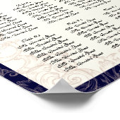 Peacock Navy Reception Table Seating Chart Poster (Hoek)