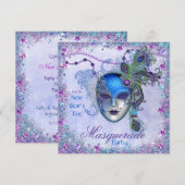 Peacock New Years Masquerade Party Kaart (Voorkant / Achterkant)