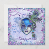 Peacock New Years Masquerade Party Kaart (Voorkant)