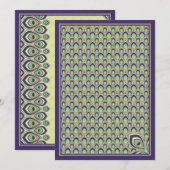Peacock Nieuwe Uitnodiging (Paars) (Voorkant / Achterkant)