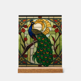 Peacock Nouveau Acrylic Stained Glass Wall Art Acryl Bord