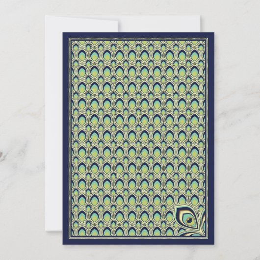 Peacock Nouveau Invitation (marine) Kaart (Voorkant)
