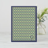 Peacock Nouveau Invitation (marine) Kaart (Staand voorkant)