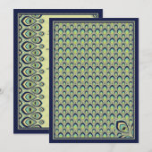 Peacock Nouveau Invitation (marine) Kaart (Voorkant / Achterkant)