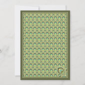 Peacock Nouveau Invitation (Olive Green) Kaart (Voorkant)