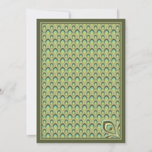 Peacock Nouveau Invitation (Olive Green) Kaart (Voorkant)