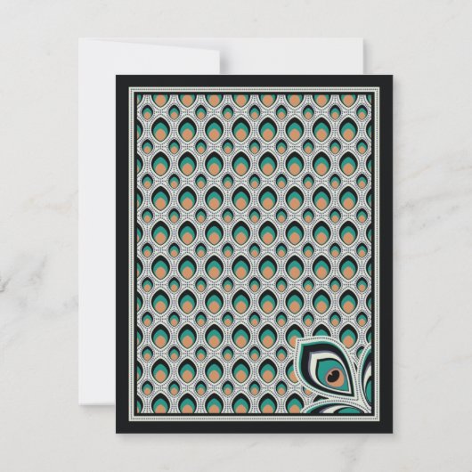 Peacock Nouveau sparen de Datum (Zwart) Save The Date (Achterkant)