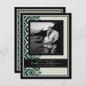 Peacock Nouveau sparen de Datum (Zwart) Save The Date (Voorkant / Achterkant)