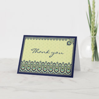 Peacock Nouveau Thank You card (Navy Blue) Bedankkaart