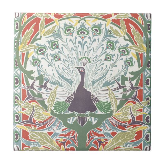 Peacock Nouveeau Tegeltje (Voorkant)
