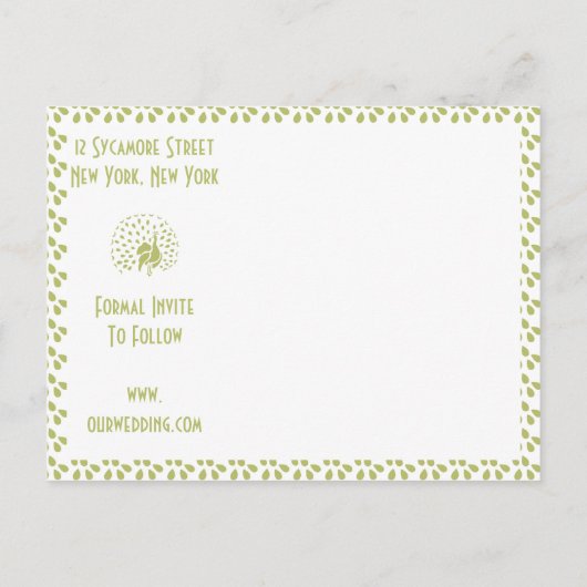 Peacock of Pea Hen grafisch ontwerp op basis van k Aankondigingskaart (Achterkant)