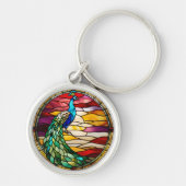 Peacock on Pink Sleutelhanger (Voorkant)