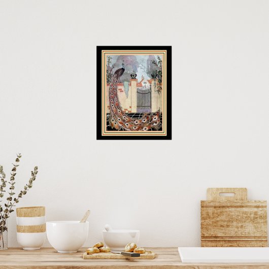 "Peacock on the Terrace" Art Deco 16x20 Poster (Keuken)