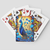 Peacock Onder Blooms Monogram kinder Oude Meid Spe Pokerkaarten (Achterkant)