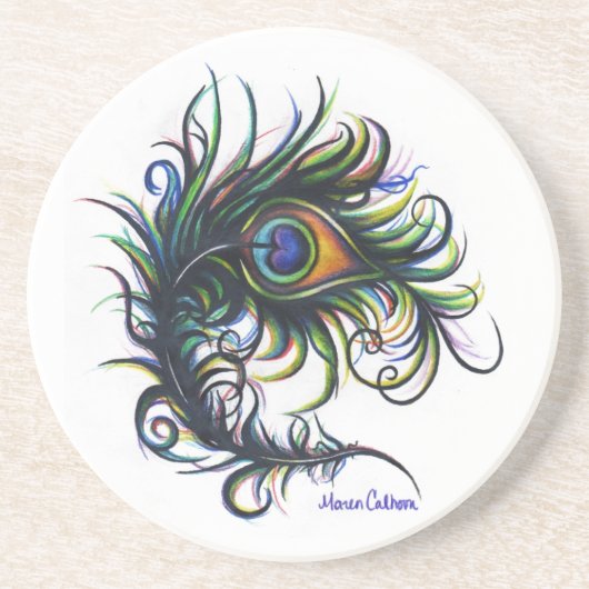 Peacock-Onderzetter Zandsteen Onderzetter (Voorkant)